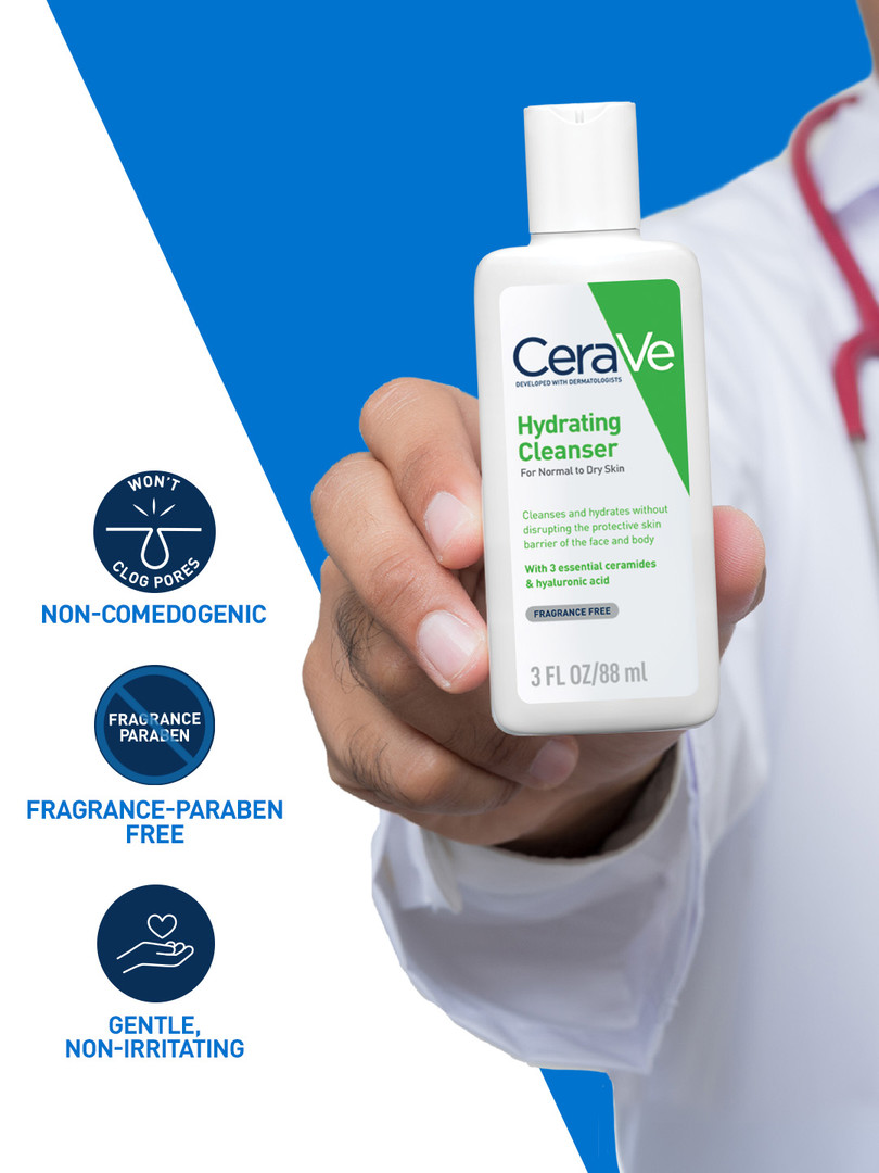 CeraVe Hydrating Cleanser For Dry Skin with Ceramides & Hyaluronic Acid- 88ml