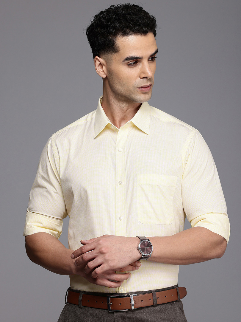 formal-shirt Raymond Slim Fit Opaque Checked Pure Cotton Formal Shirt