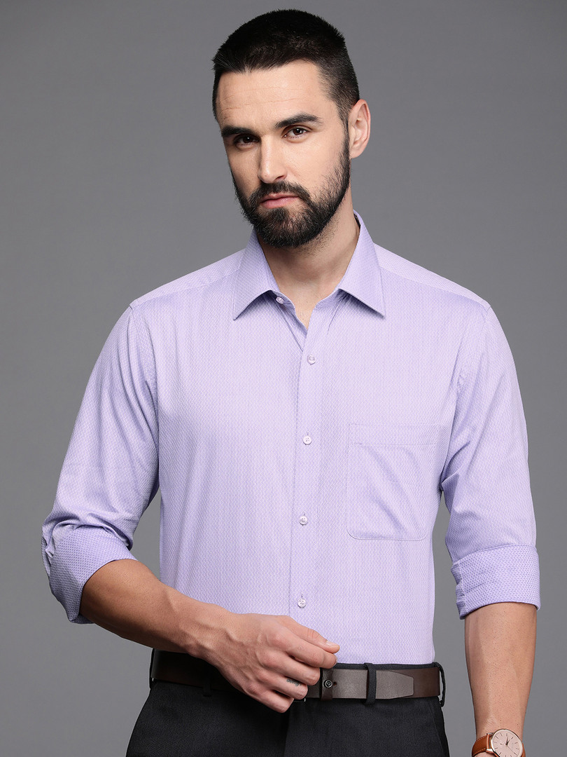 formal-shirt Raymond Pure Cotton Self Design Slim Fit Opaque Formal Shirt