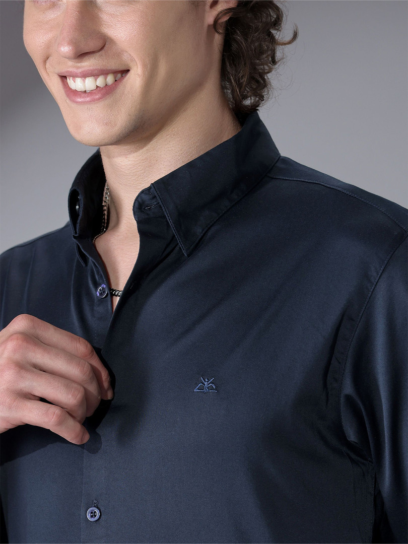 Beyoung Original Spread Collar Long Sleeves Wrinkle Free Satin Formal Shirt