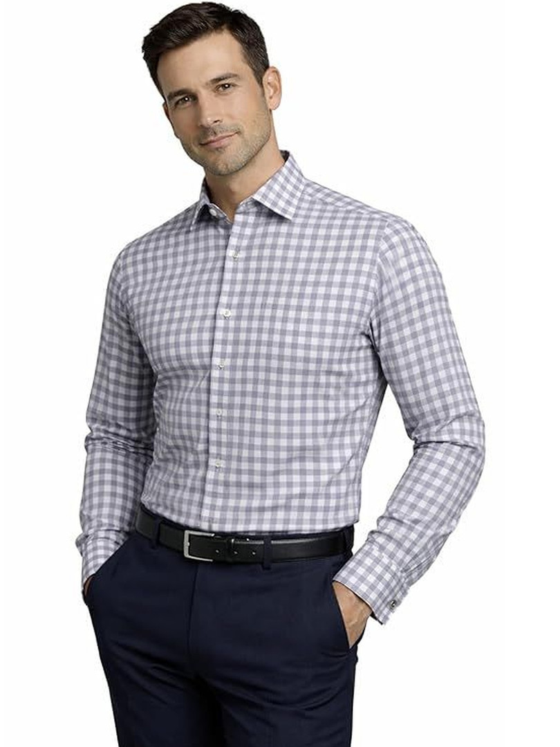 LIVIK APPAREL Gingham Checks Spread Collar Cotton Shirt