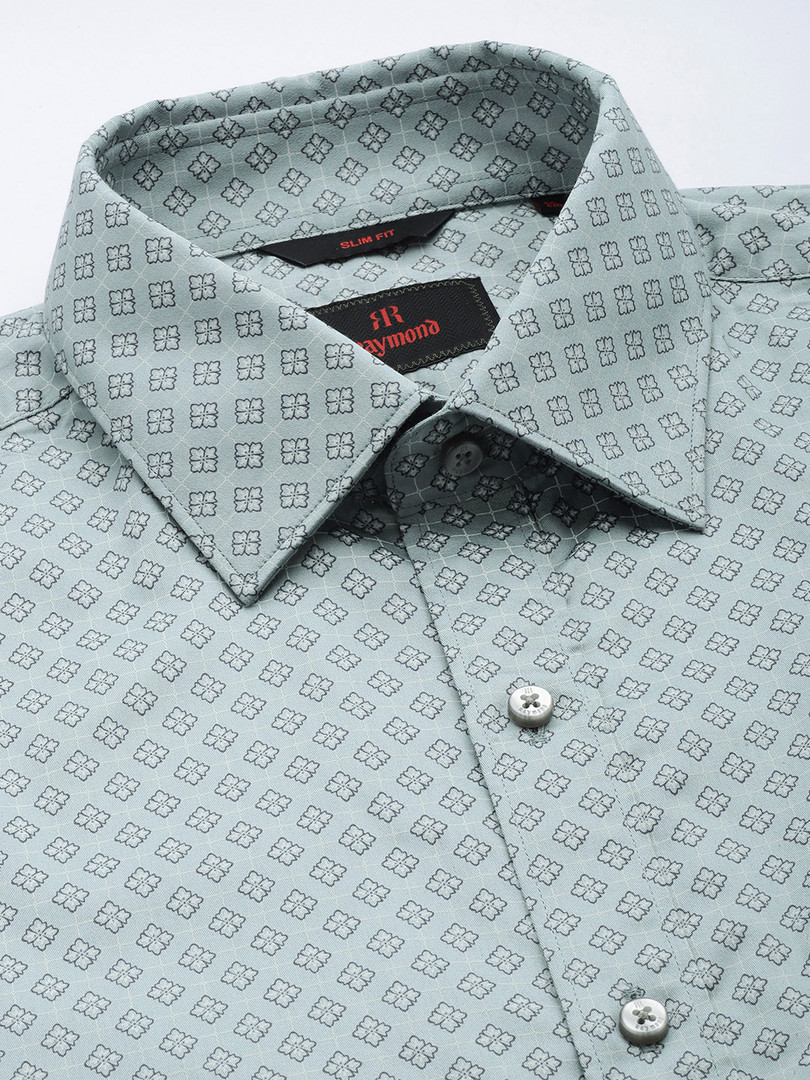 Raymond Pure Cotton Slim Fit Floral Opaque Printed Formal Shirt