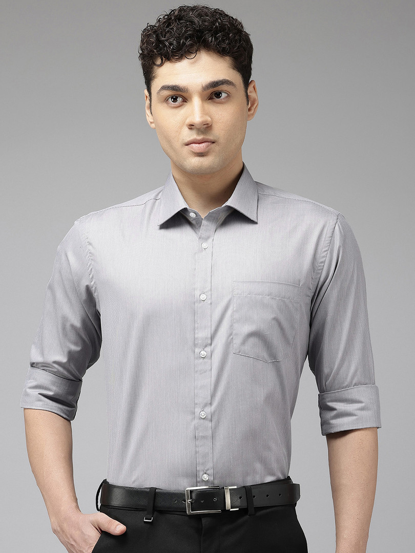 Park Avenue Slim Fit Self Striped Cutaway Collar Formal Shirt