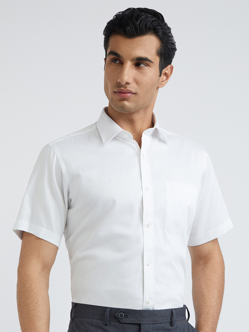 Raymond Opaque Short Sleeve Pure Cotton Formal Shirt