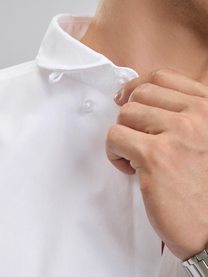 KINGDOM OF WHITE Pure Cotton Concealed Button Down Shirt
