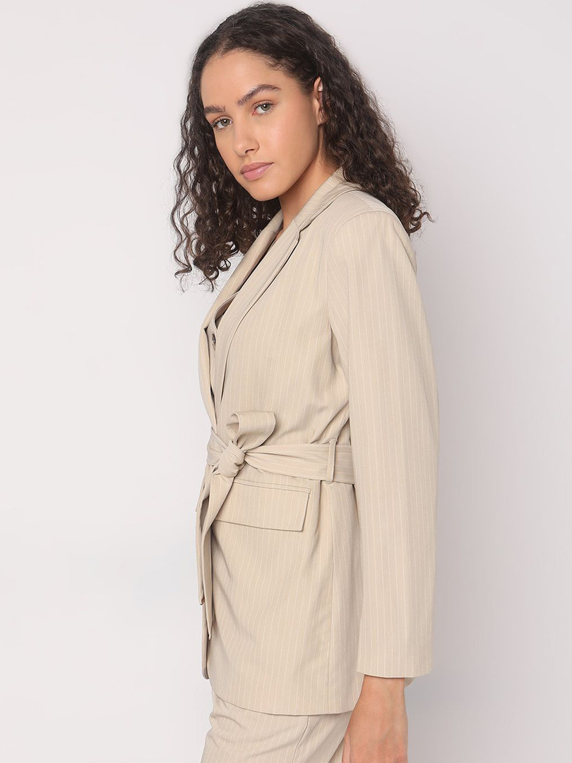 Vero Moda Striped Single-Breasted Formal Blazers