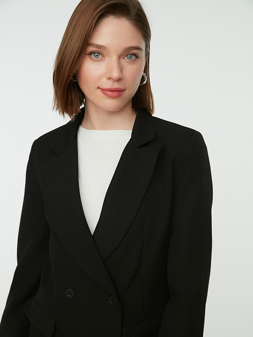 Trendyol Solid Double Breasted Blazer