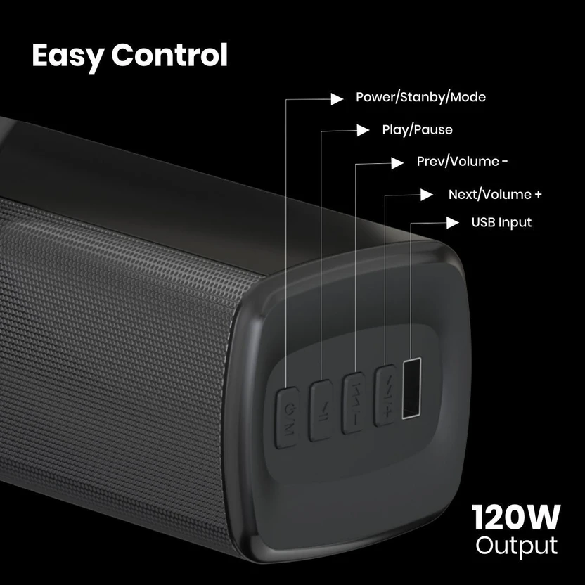 Portronics Pure Sound 101 Soundbar Wired Woofer 120W, 2.1 Channel...more