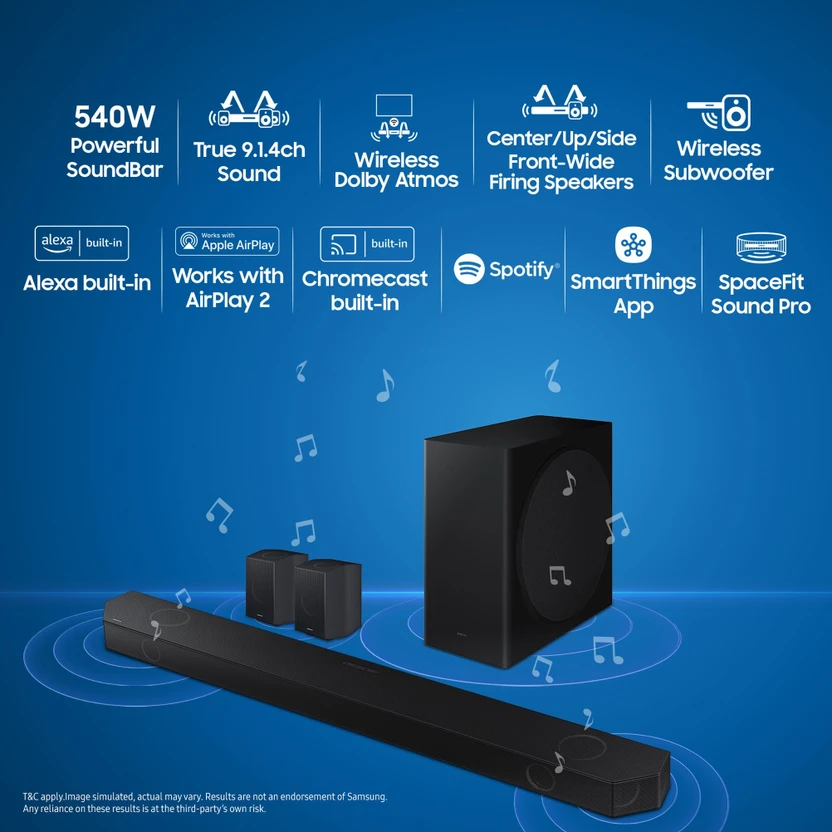 Samsung HW-Q930D/XL 540 W Bluetooth Soundbar (Titan Black, 9.1.4 ...more