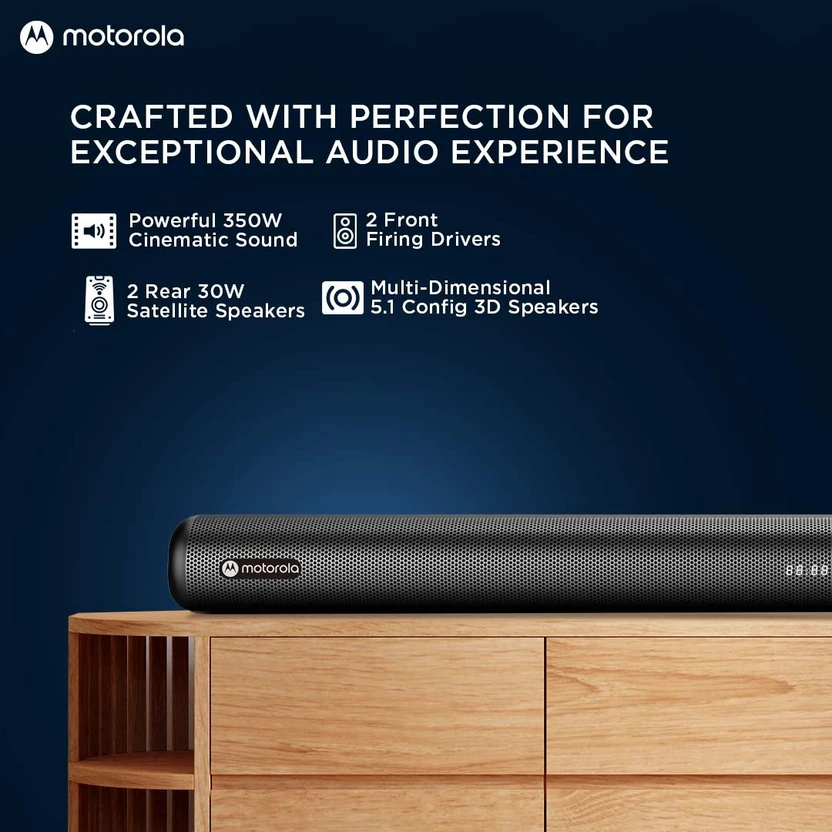 MOTOROLA AmphisoundX 350 W Bluetooth Soundbar (Black, 5.1 Channel...more