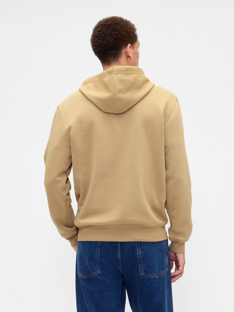 GAP Brand Logo Applique Printed Hooded Front-Open Sweatshirt