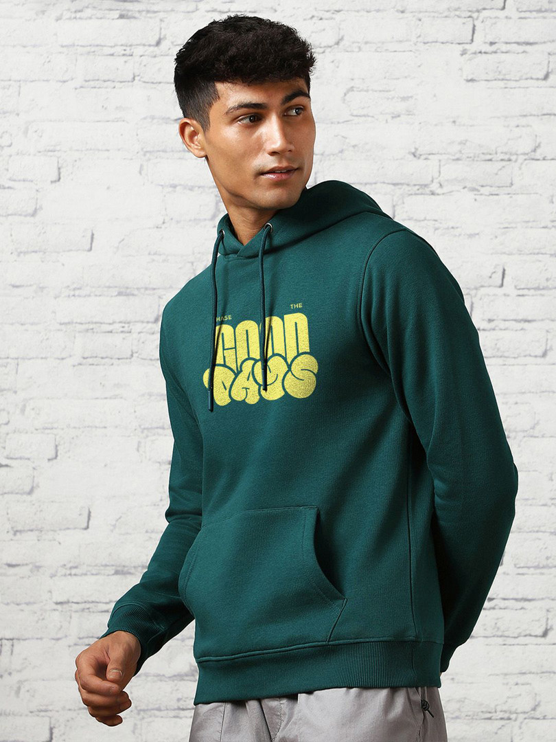 NOBERO Men Printed Hooded Sweatshirt