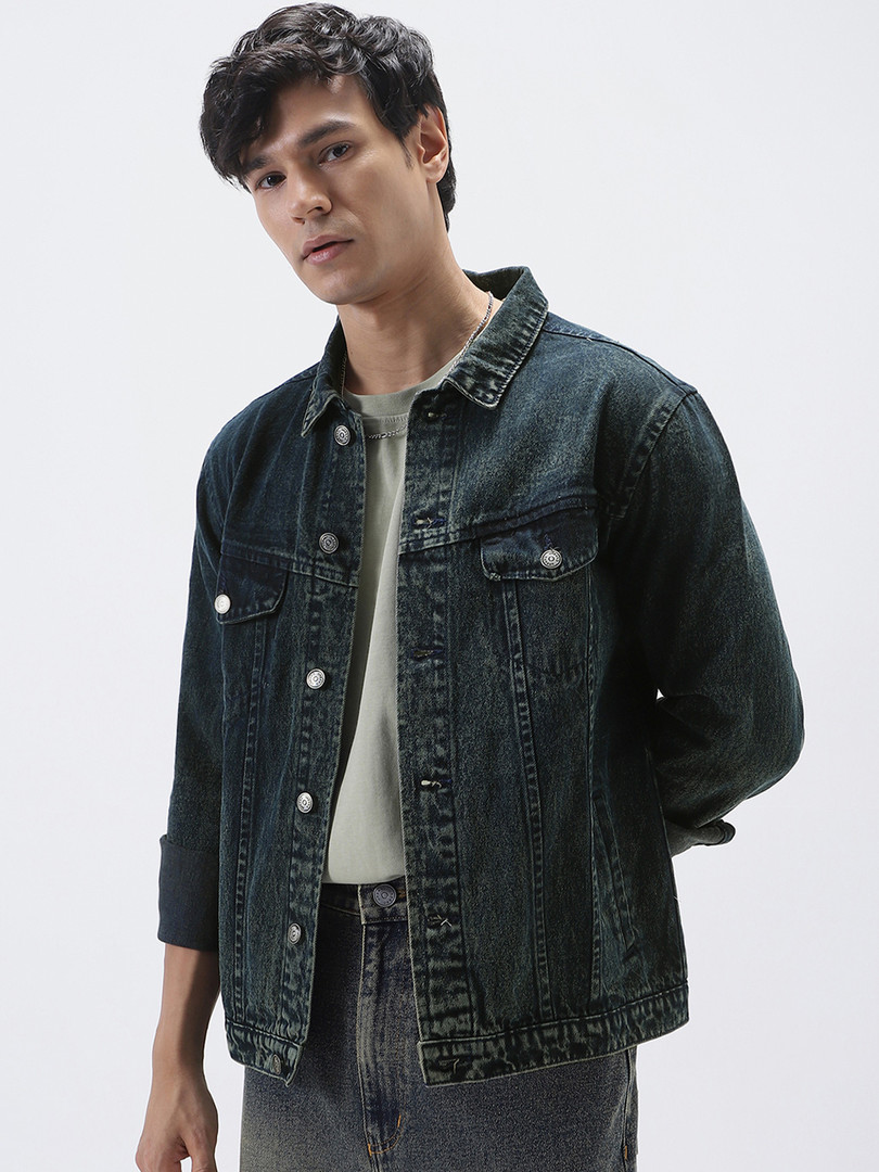 Urbano Fashion Men's Regular Fit Washed Full Sleeve Denim Jacket
