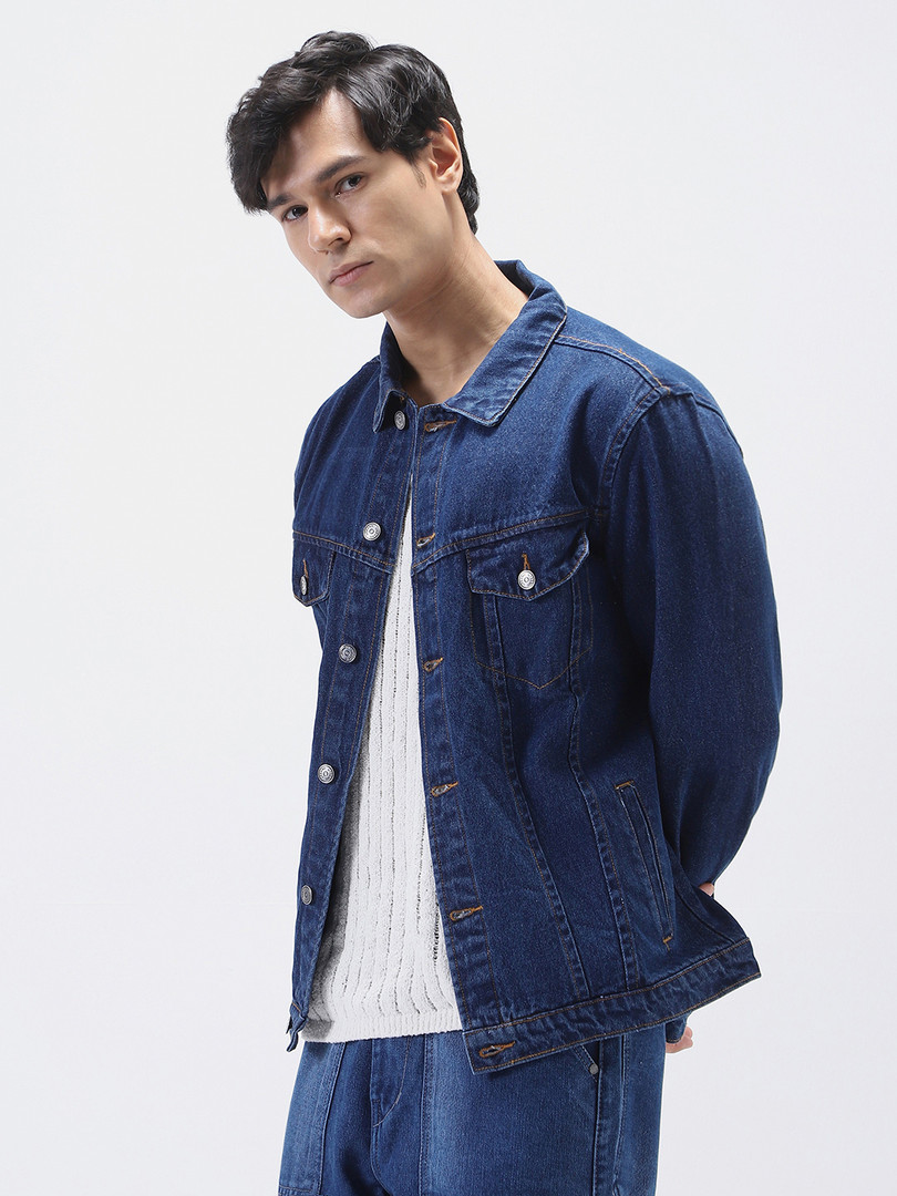 Urbano Fashion Men Regular Fit Washed Sleeveless Denim Jacket