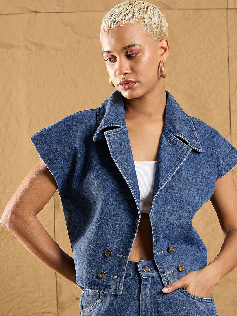 jackets SASSAFRAS Women Crop Denim Jacket