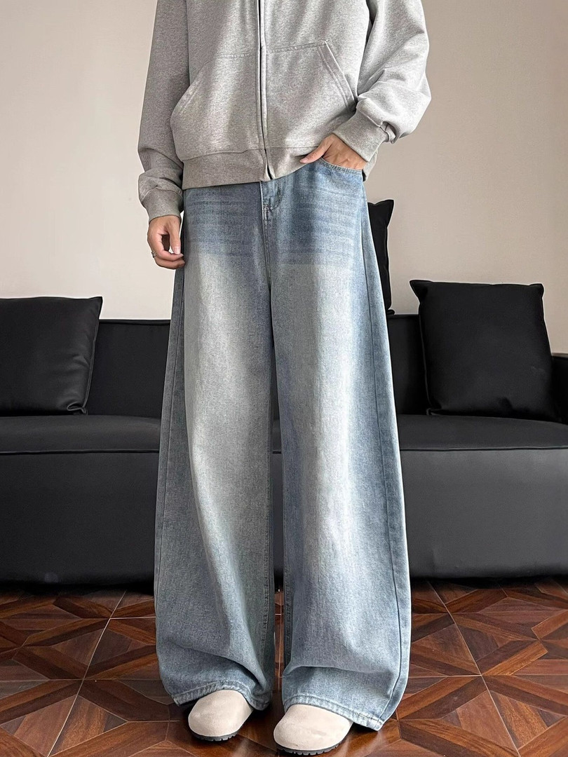 jeans StyleCast x Revolte Men Wide Leg Mid-Rise Light Fade Jeans
