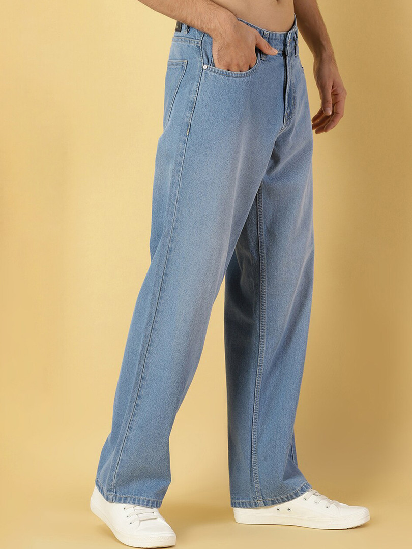 Thomas Scott Men Comfort Relaxed Fit Clean Look Light Fade Cotton Baggy Jeans