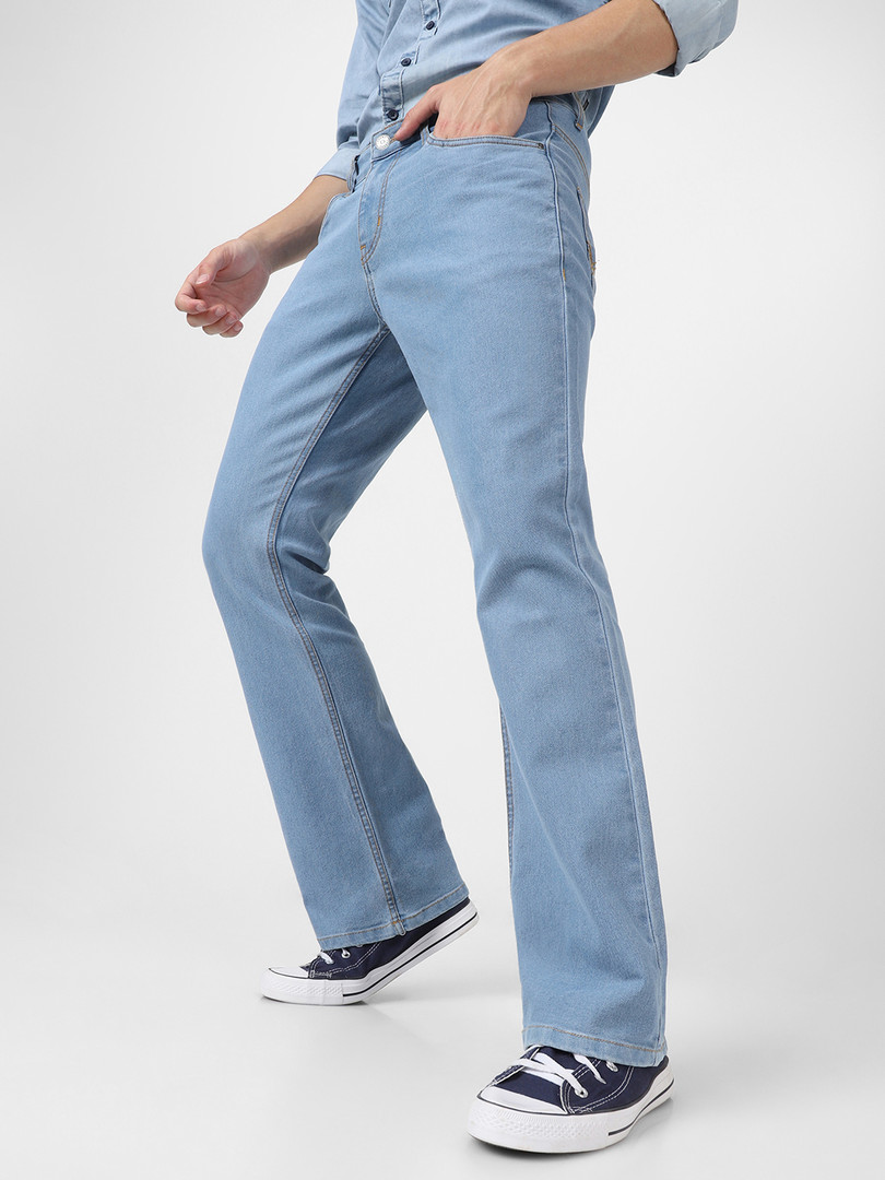 jeans Urbano Fashion Men Mid Rise Light Fade Stretchable Bootcut Jeans