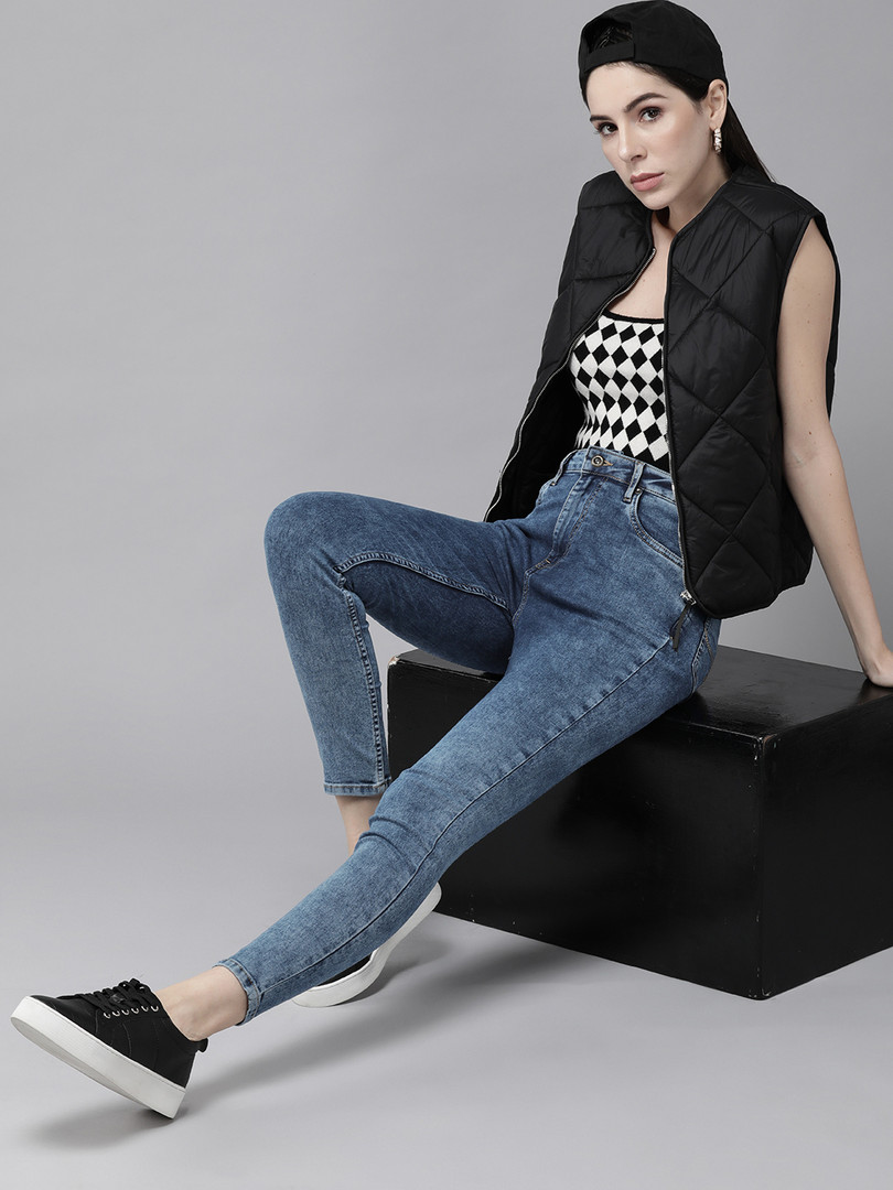 Roadster Women Blue Super Skinny Fit High-Rise Clean Look Stretchable Jeans