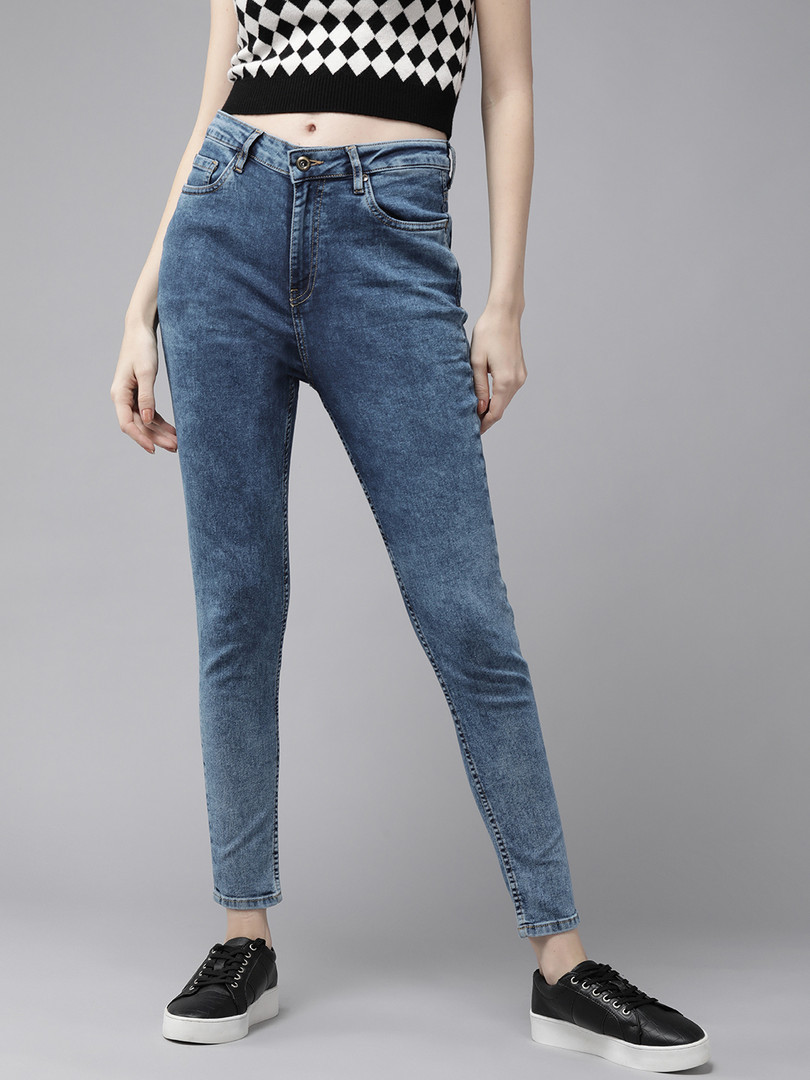 Roadster Women Blue Super Skinny Fit High-Rise Clean Look Stretchable Jeans
