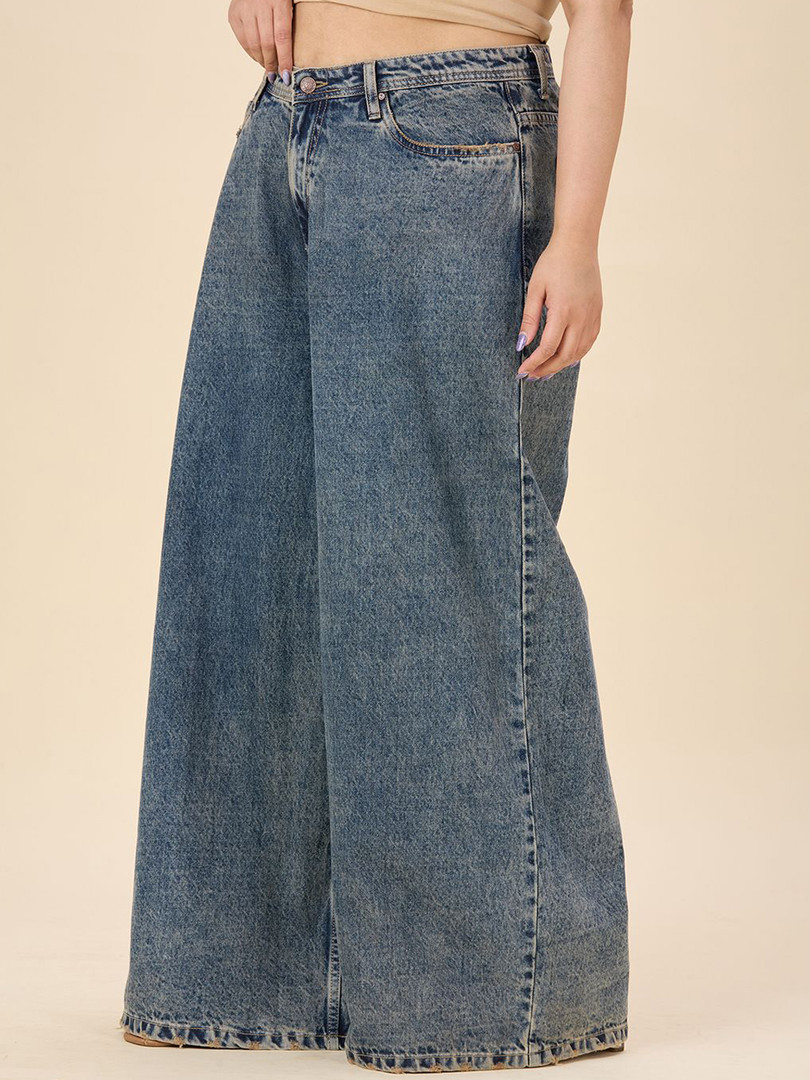 Turning Blue Plus Size Women Wide Leg High-Rise Stretchable Jeans