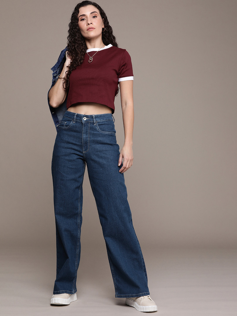 Roadster The Life Co. Women Wide Leg High-Rise Light Fade Stretchable Jeans