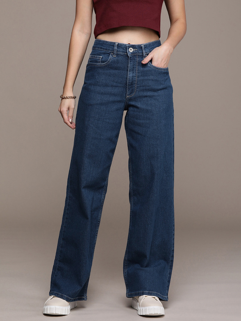 Roadster The Life Co. Women Wide Leg High-Rise Light Fade Stretchable Jeans