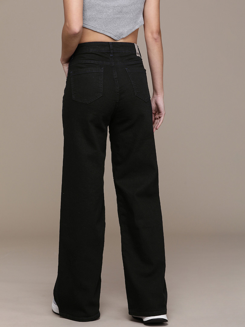 Roadster The Lifestyle Co. Women Wide Leg High-Rise Stretchable Jeans