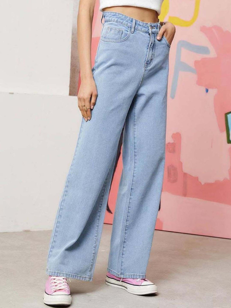 Stylecast X Kotty Women Wide Leg High-Rise Pure Cotton Jeans