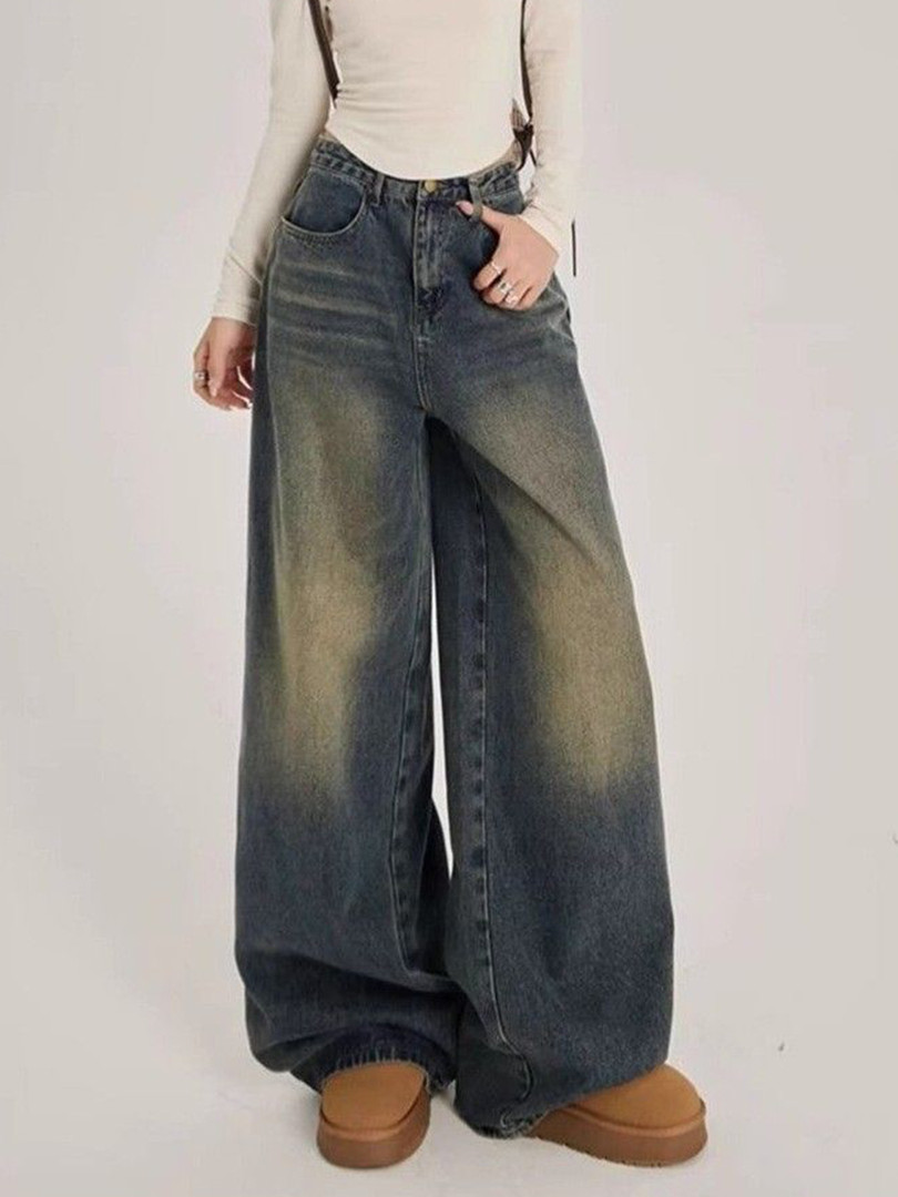 StyleCast x Revolte Women Baggy Fit Mid-Rise Medium Fade Jeans