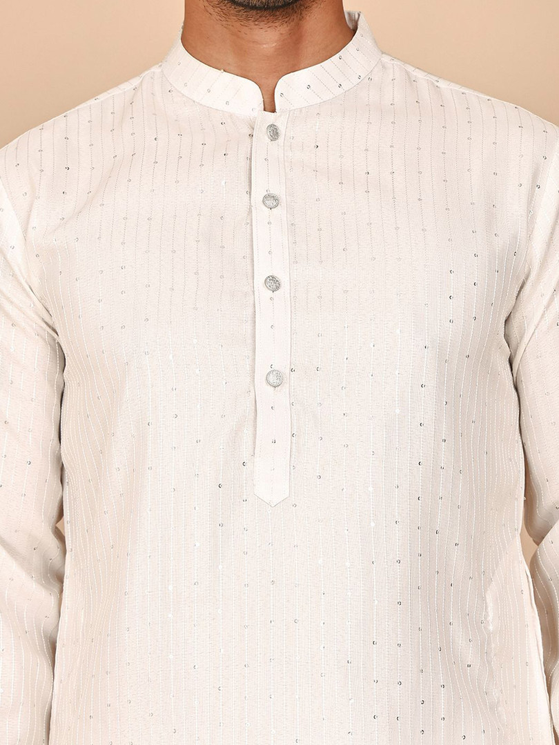 Anouk Floral Printed Mandarin Collar Sequinned Straight Kurta
