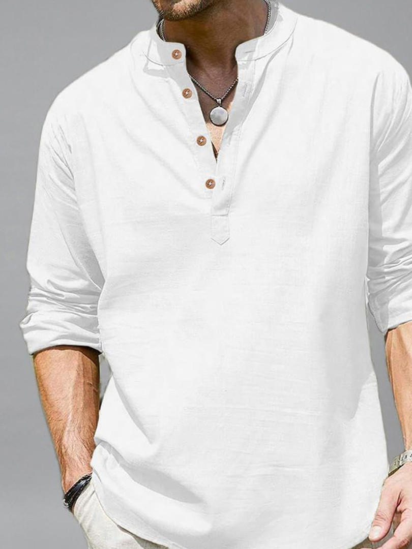 Vida Loca Men Mandarin Collar Roll-Up Sleeves Slim Fit Cotton Kurta