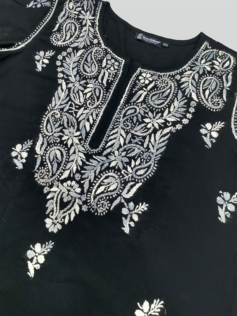 Seva Chikan Women Pure Cotton Ethnic Motifs Embroidered Chikankari Kurtas