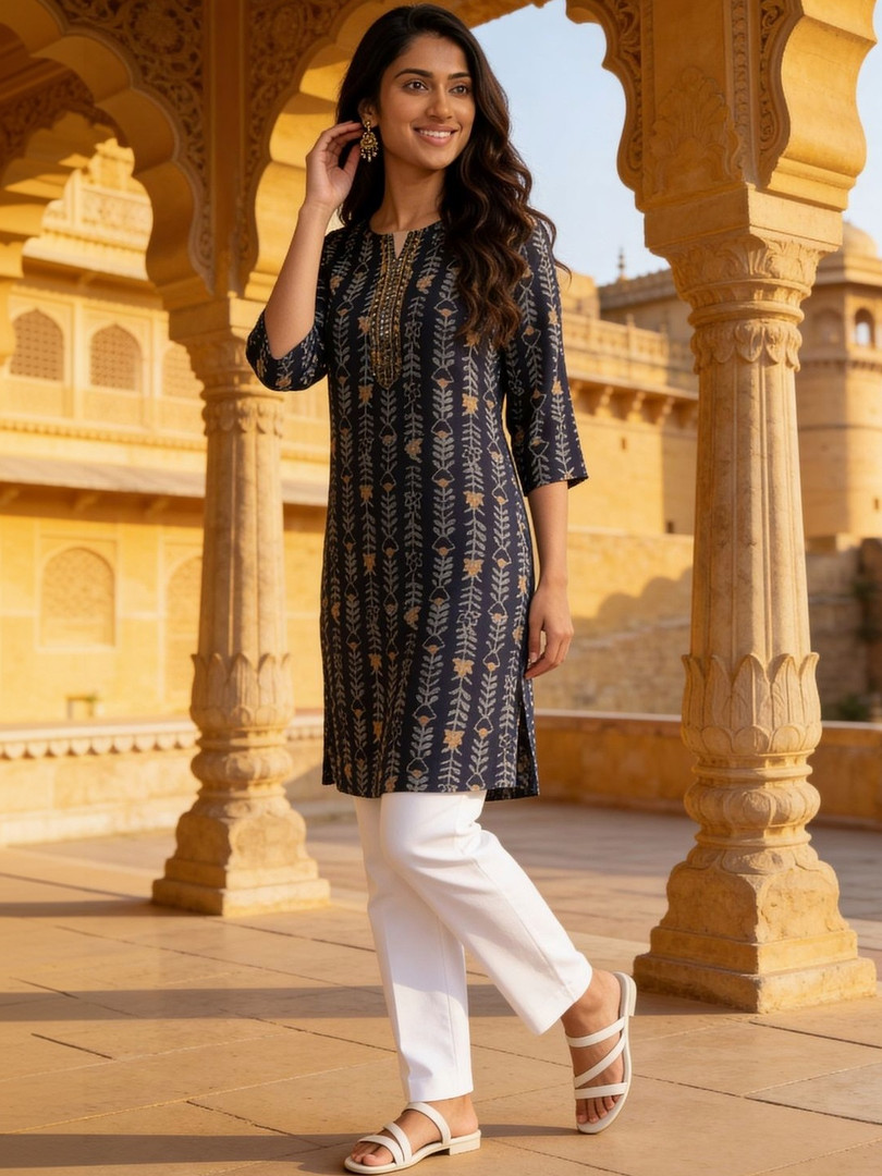 Rangita Women Embroidered Mirror Work Kurta