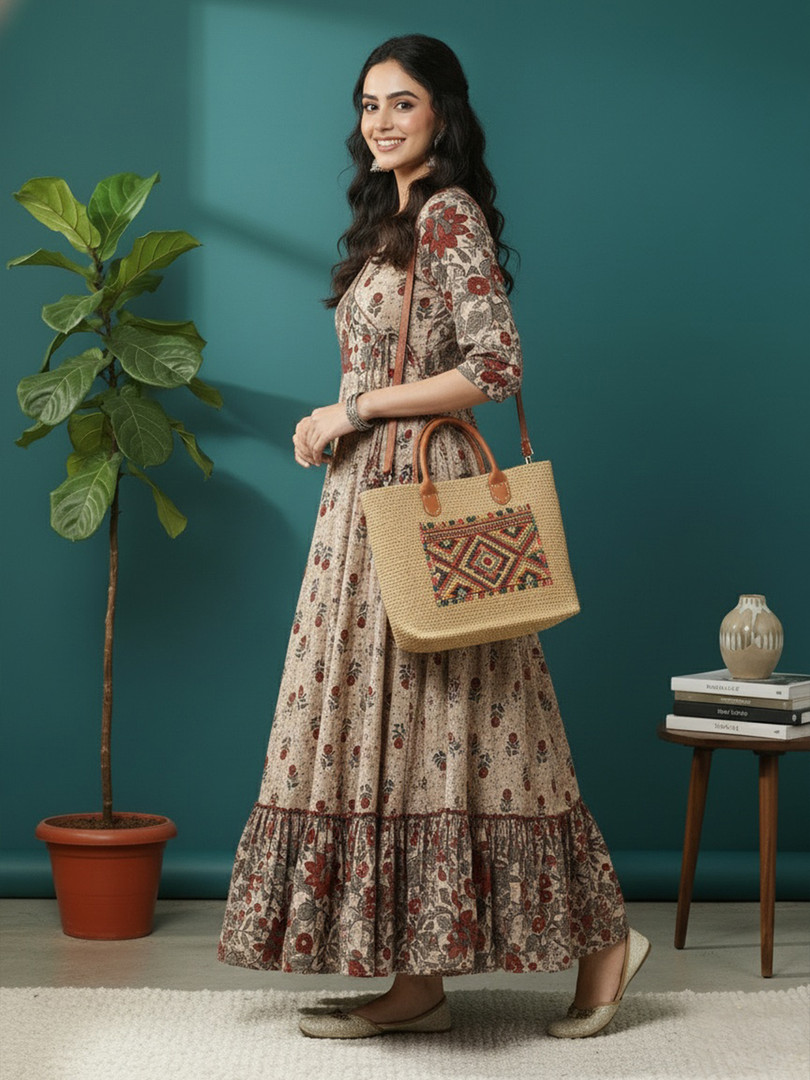 Sa Rasa Floral Printed Angrakha Anarkali Kurta