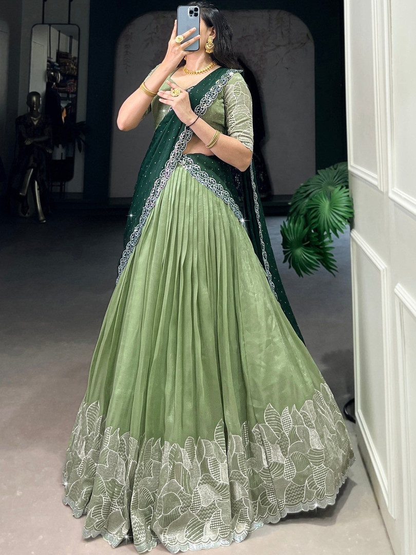 lehenga BAESD Embroidered Semi-Stitched Lehenga & Unstitched Blouse With Dupatta
