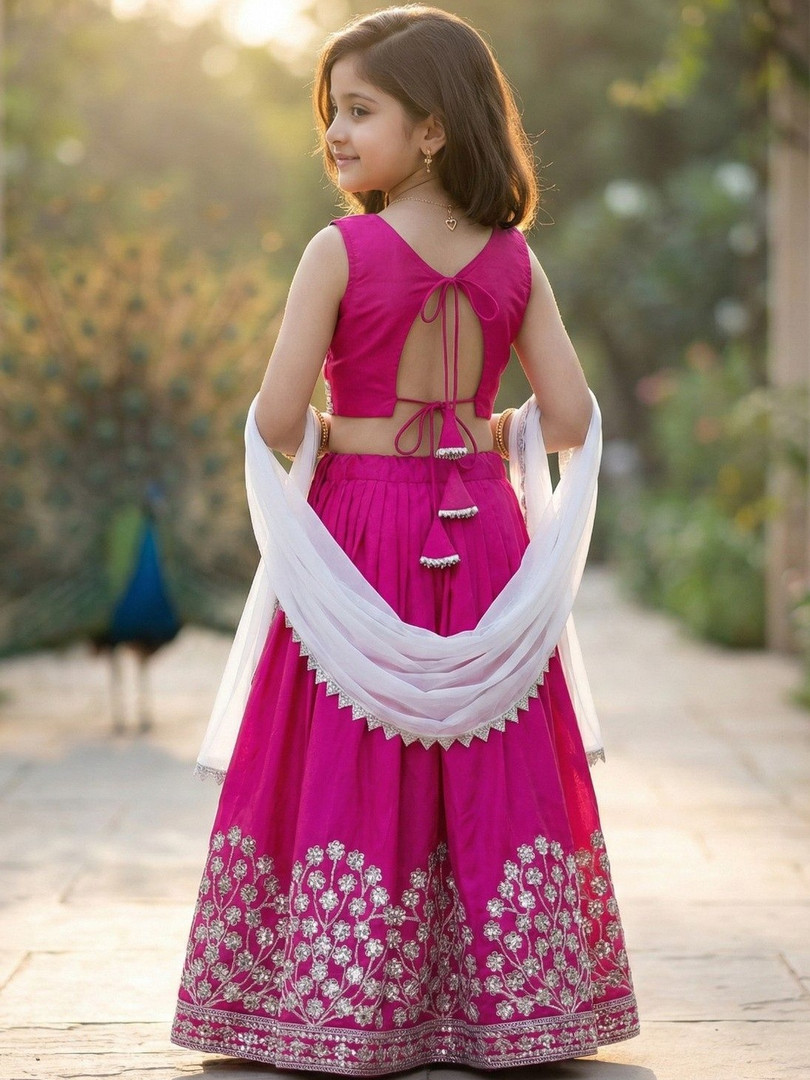 KALINI Girls Embellished Sequinned Ready to Wear Lehenga & Blouse With Dupatta