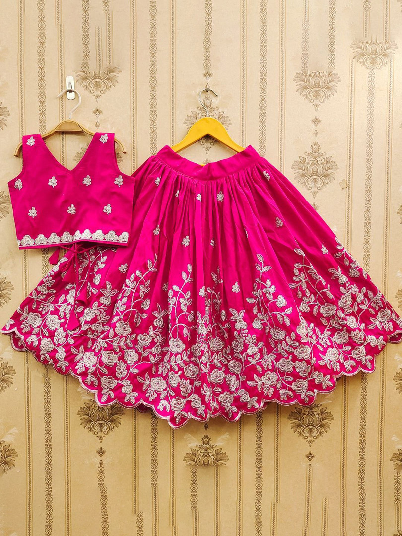 JOVK DESIGN Girls Embroidered Ready to Wear Lehenga & Choli