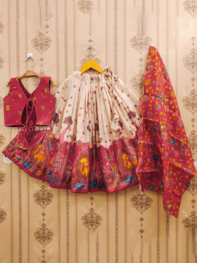 BAESD Girls Printed Ready to Wear Lehenga & Blouse With Dupatta