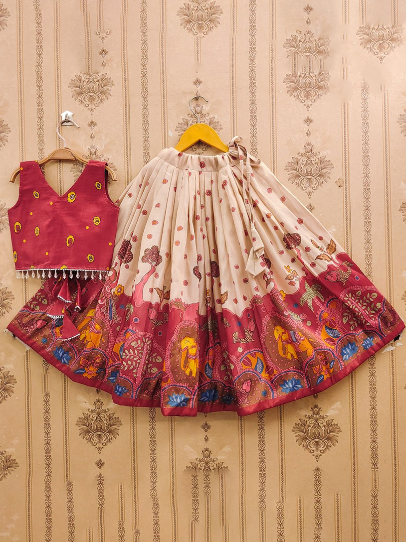 BAESD Girls Printed Ready to Wear Lehenga & Blouse With Dupatta