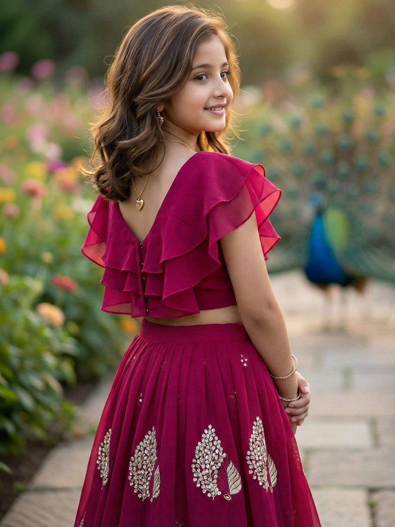 KALINI Girls Embellished Sequinned Ready to Wear Lehenga &