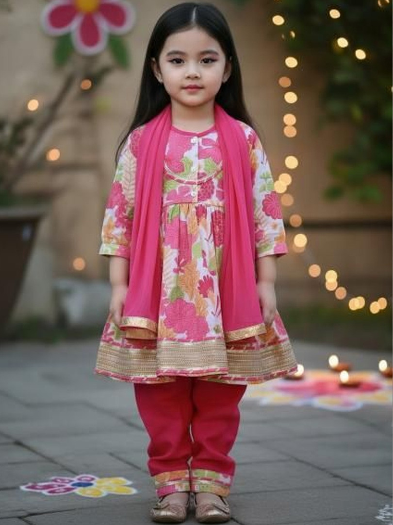 salwar Sangria Printed Pure Cotton Round Neck Kurta & Salwar Kurta Set