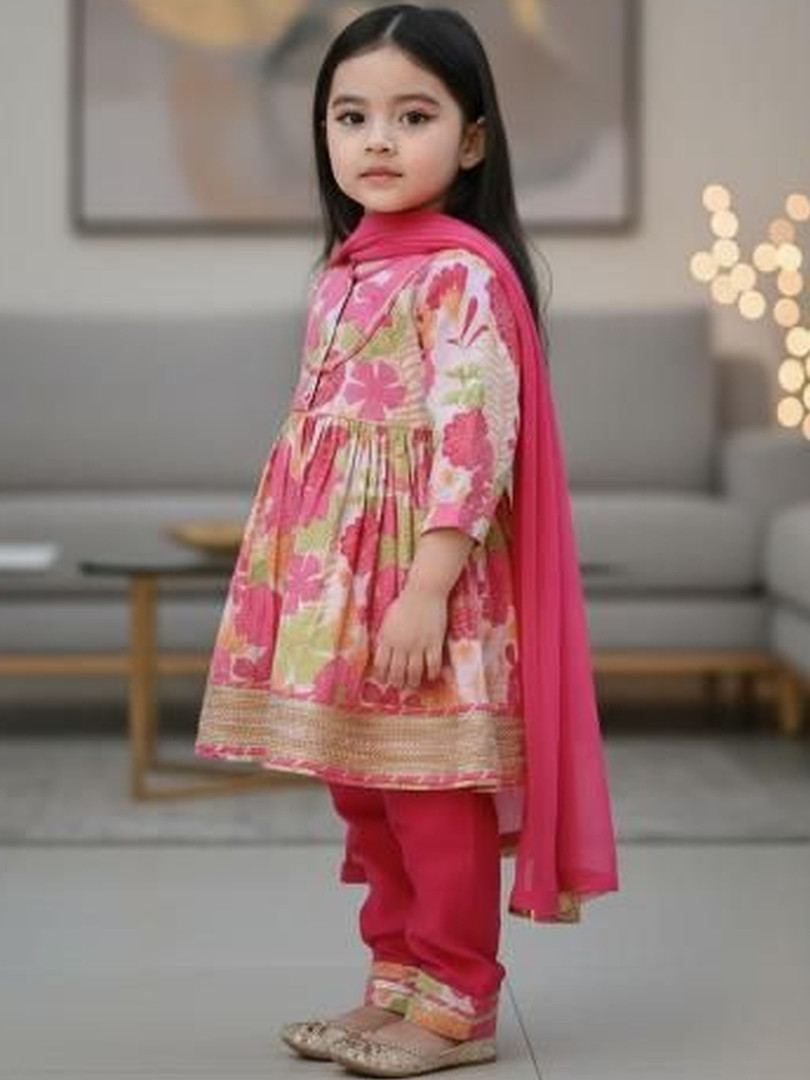 Sangria Printed Pure Cotton Round Neck Kurta & Salwar Kurta Set