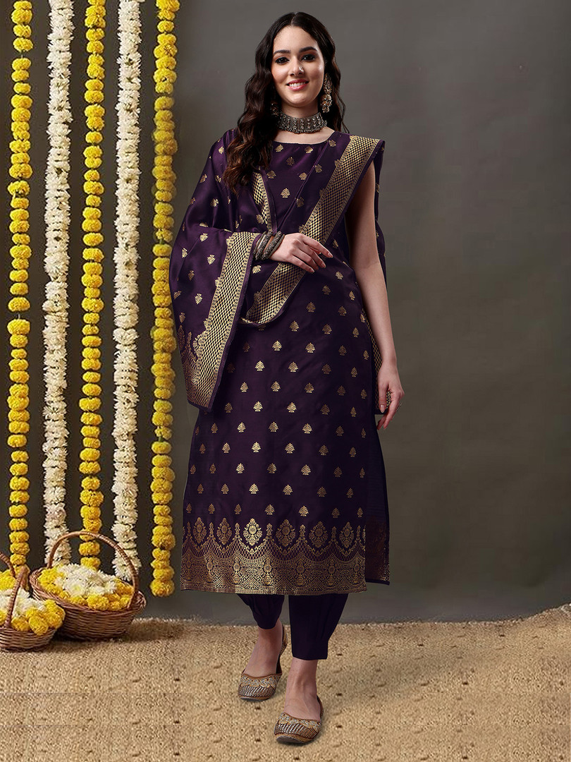 KALINI Ethnic Motifs Woven Design Kurta With Salwar & Dupatta
