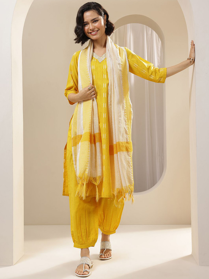Libas Women Ethnic Motifs Woven Design Kurta with Salwar & Dupatta