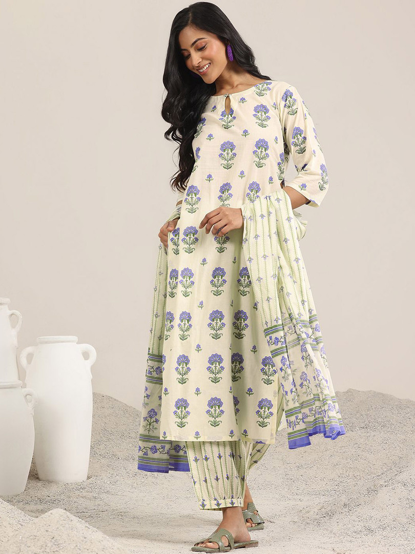 Libas Women Floral Printed Kurta with Salwar & Dupatta