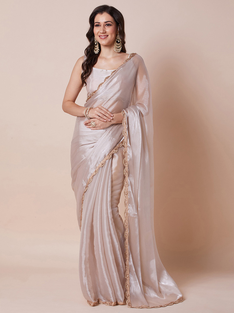 KALINI Kalini Women Dola Silk Bandhani Print Zari border Saree