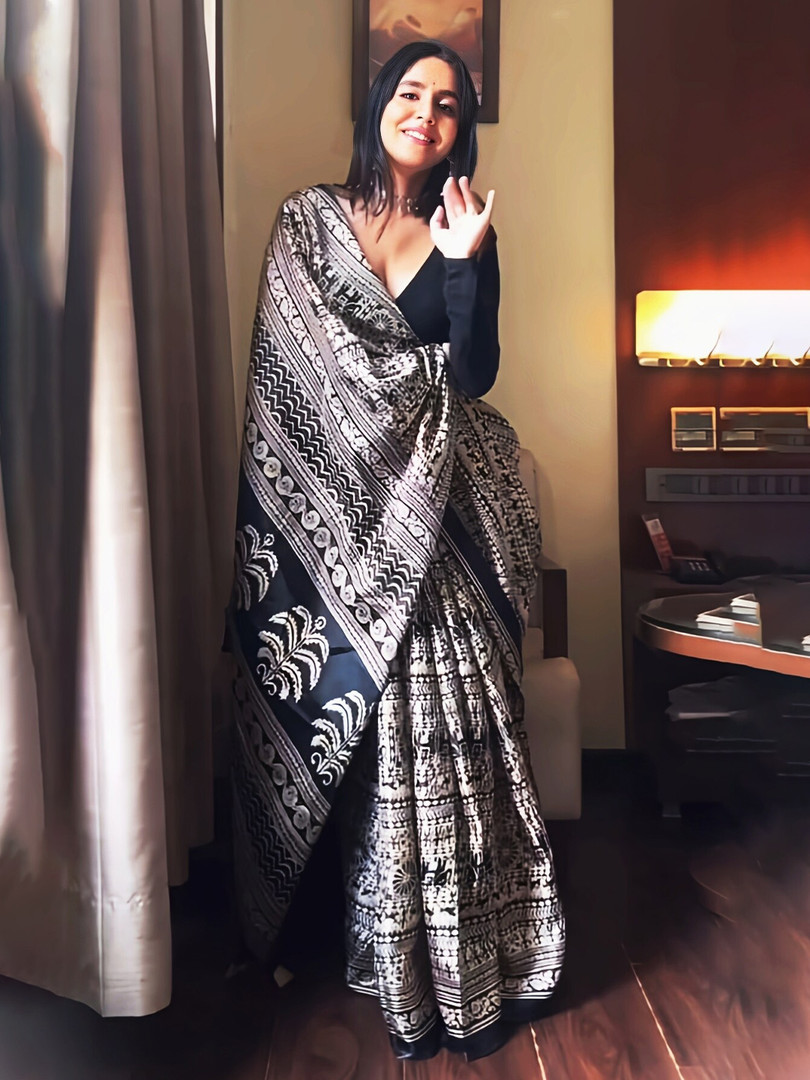 saree KALINI Kalamkari Printed Block Print Saree
