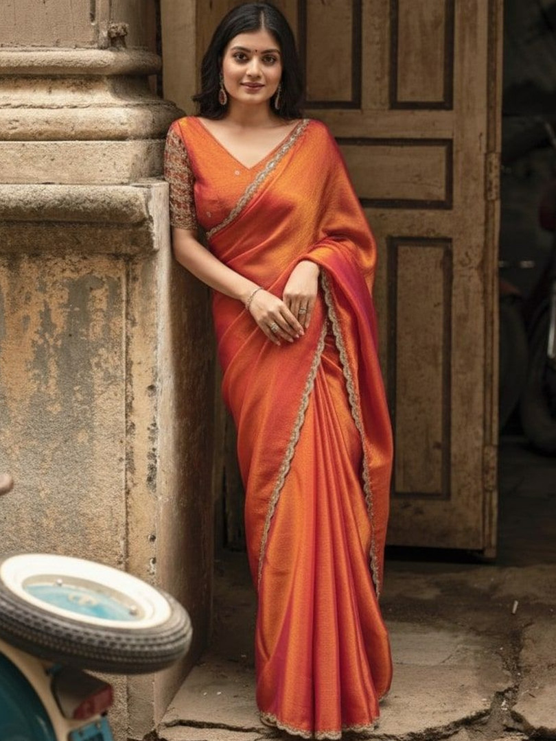 Sangria Embroidered Bordered Sarees