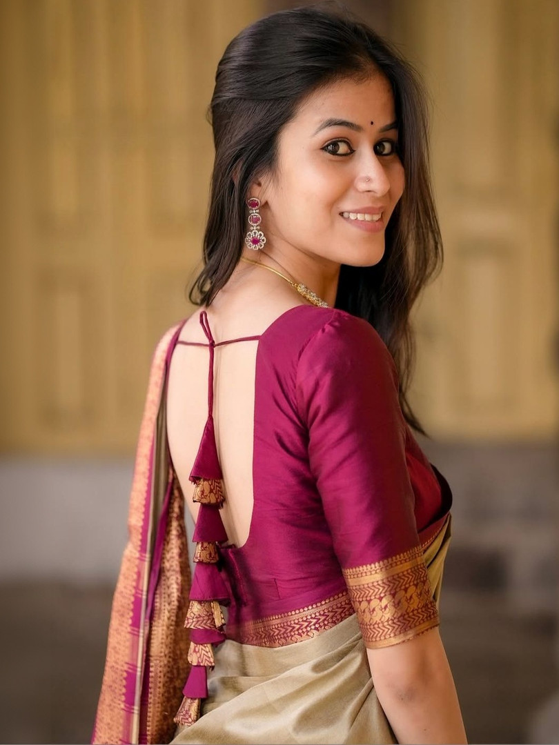 Paramparik Textile Woven Design Zari Silk Cotton Handloom Banarasi Saree